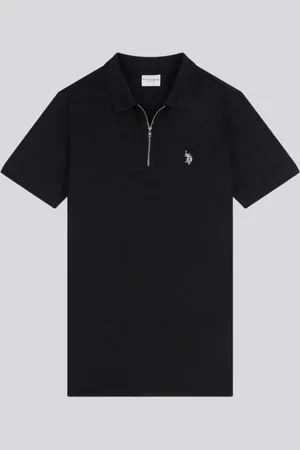 U.S. Polo Assn. U. S. Polo Assn Mens Stripe Textured Zip Polo Shirt XXL