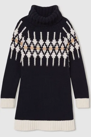 Reiss Emily 9-13 yrs Wool-Blend Fair Isle Roll-Neck Dress 10