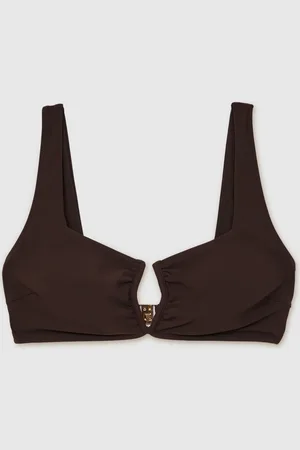 Reiss Mocha Alba V-Front Bikini Top AU 8