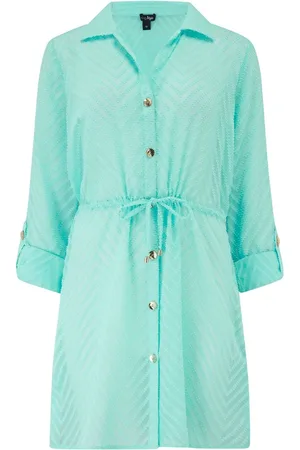 Pour Moi Chevron Stripe Button Through Chiffon Beach Shirt AU 18