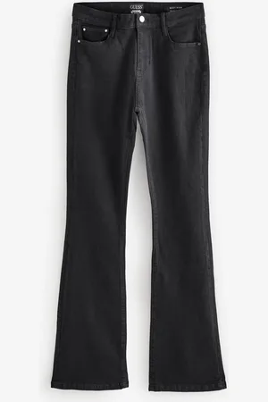 Guess High Rise Patterned Flare Leg 100% Cotton Black Jeans 32W x 31R (UK 32 R)