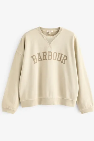 Barbour Beige Ella Varsity 100% Cotton Sweatshirt AU 16