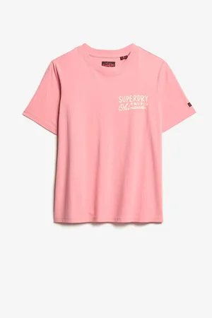 Superdry Peach Blossom 100% Cotton Tokyo Rhinestone Relaxed T-Shirt AU 14