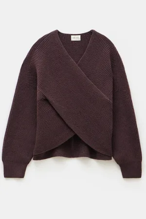 Hush Puppies Brown Bronte Cross Front Knit Jumper S Reg