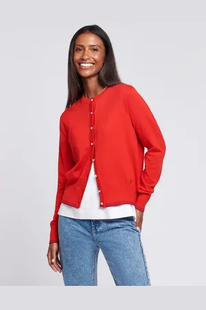 U.S. Polo Assn. U. S. Polo Assn. Womens Orange Striped Roll Neck Fine Knit Cardigan L