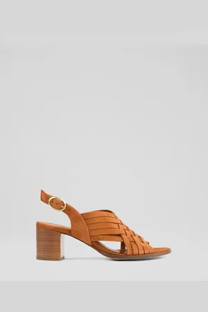 LK Bennett Brown Kacey Tan Suede Multi Strap Woven Sandals AU 4 (EU 35)