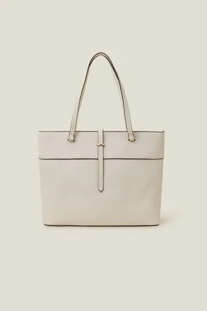 Accessorize Cream Faux Leather Large Tote Bag One