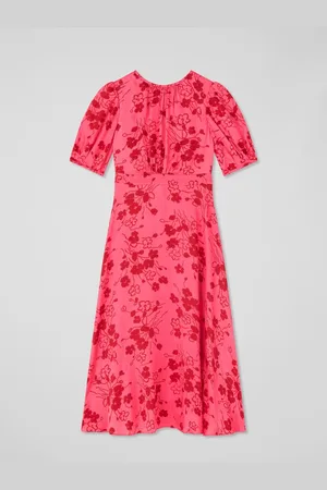 LK Bennett Petite Jem Desert Rose & Rio Viscose Wildflower Tea Dress AU 14
