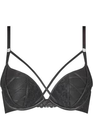 Ann Summers Black Sweet Surrender Lace & Mesh Padded Plunge Bra 34 A