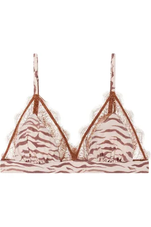 LOVE Stories Brown Lace Delicate Triangle Bralette 34 A-B