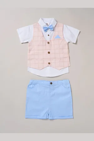 Little Gent 100% Cotton Brown Shirt with Mock Waistcoat Shorts and Bowtie Outfit Set 2 Yrs