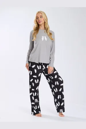 Loungeable Grey Christmas Polar Bear Long Sleeves And Joggers Pyjamas Set S