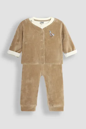 JoJo Maman Bébé Brown Baby Duck Velour Set 3 Piece Upto 3 Months (50