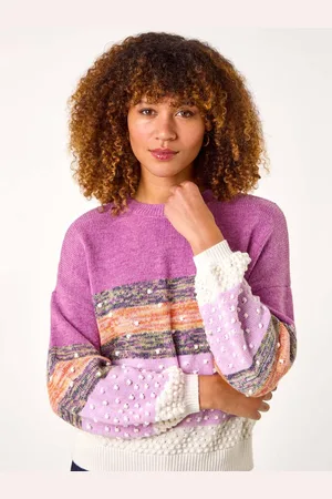 Roman Purple Textured Bobble Knit Crew Jumper AU 16