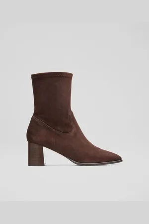 LK Bennett Harp Espresso Block Heel Stretch Ankle Brown Boots AU 6 (EU 37)