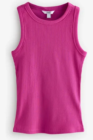 Next Bright Pink Ribbed Racer Tank Vest Sleeveless Top AU 20