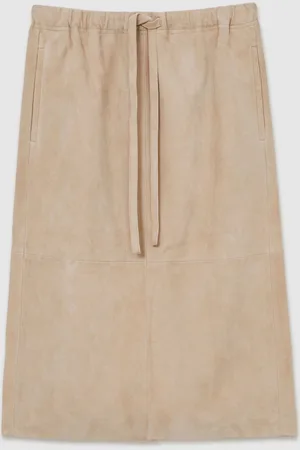 Reiss Meagan Suede Drawstring Midi Skirt AU 14