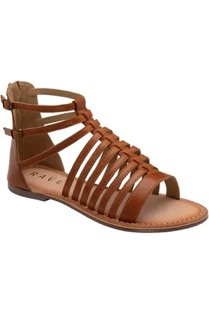 Ravel Brown Leather Flat Strappy Sandals eu37uk4