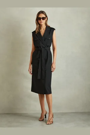 Reiss Kimora Wool Blend Double Breasted Midi Dress AU 16