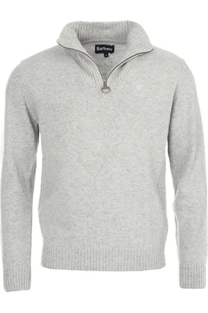 Barbour Light Grey Lambswool Quarter Zip Jumper M