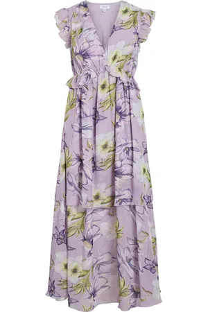 VILA Printed Floral Chiffon Frill Detail Maxi Dress 6