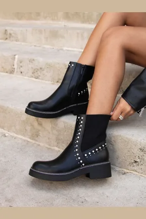 Linzi Black Optic Diamante Embellished Chelsea Boots AU 10 (EU 41)