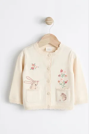 Next Cream Bunny 100% Cotton Pointelle Knitted Floral Flower Baby Cardigan (0mths-3yrs) 6
