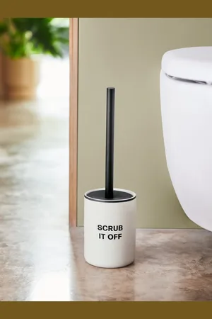 Next Black/White Scrub it Off Slogan Toilet Brush One