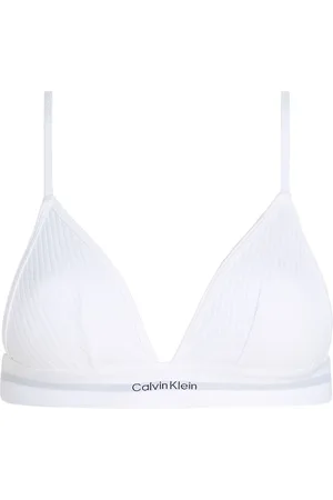 Calvin Klein White Rib Unlined Triangle Bra XS