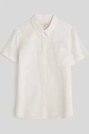 Seasalt Cornwall Drydock Short Sleeve 100% Linen Shirt 18