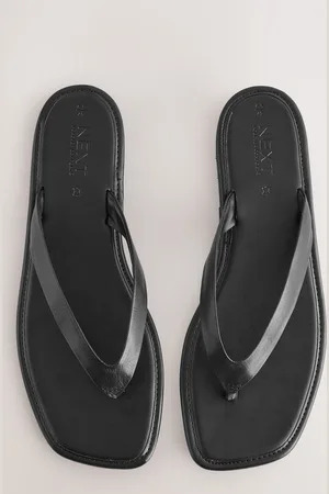 Next Black Leather Standard/Wide Fit Forever Comfort Square Toe Thong Sandals AU 11 (EU 43)