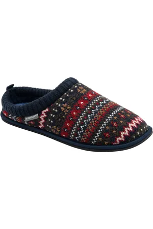 Dunlop Red Mens Fairisle Pattern Warm Lined Slipper Mules AU 9 (EU 43)
