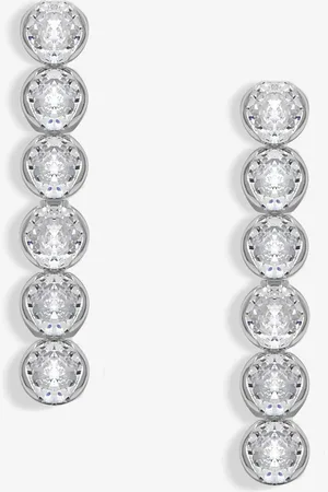 Jon Richard Silver Tone Cubic Zirconia Tennis Drop Earrings One