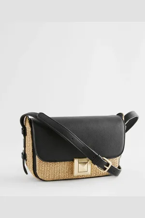 Next Black Raffia Cross-Body Bag One