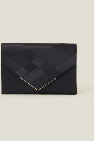 Accessorize Blue Woven Satin Envelope Clutch Bag One