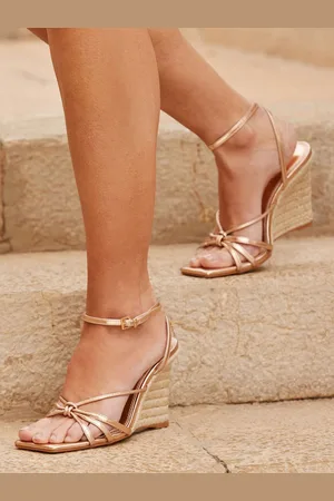Sosandar Gold Strappy Wedge Espadrilles AU 9 (EU 40)