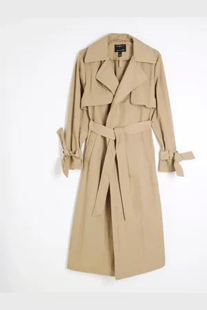 River Island Brown Relaxed Wrap Trench Coat S