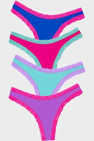 Stripe & Stare Thong Knickers 4 Pack 4XL