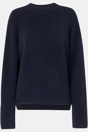 Whistles Blue Wool Mix Side Split Knit Jumper L