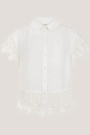Monsoon Lara Embroidered Short Sleeve Shirt L