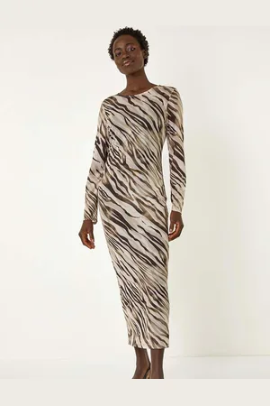 Roman Zebra Print Mesh Maxi Stretch Dress AU 10