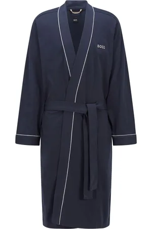 HUGO BOSS Dark Blue Logo Embroidered 100% Cotton Jersey Robe Dressing Gown M