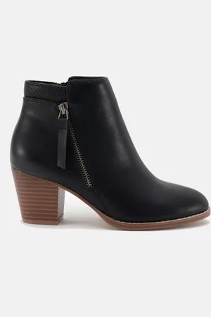 Novo Black Wide Fit Lovida Zip Block Heel Boots AU 10 (EU 42)