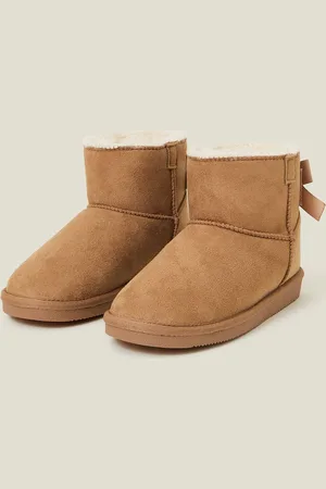 Accessorize Brown Girls Bow Suedette Boots AU 8 (EU 25)