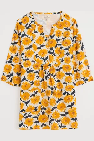 Seasalt Cornwall Yellow Aventurier Printed 100% Cotton Tunic AU 24