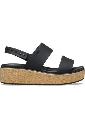 Crocs Black Brooklyn Cork Low Wedge Sandals AU 8 (EU 38.5)