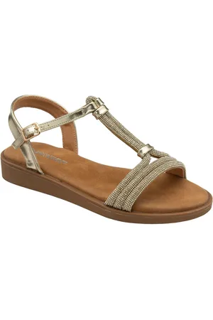 Dunlop Gold T-Bar Buckle Sandals eu37uk4