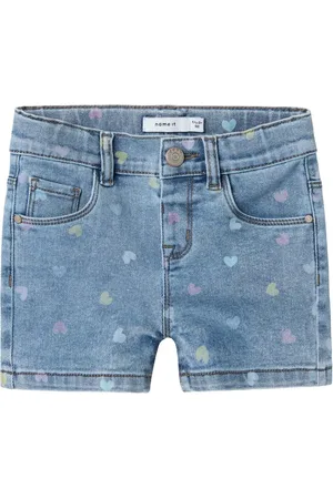 NAME IT Heart Print Stretch Denim Shorts 2