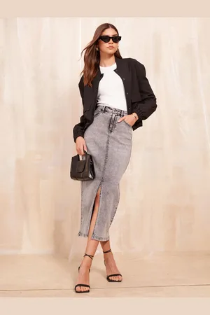 Friends Like These Split Front Denim Midaxi Skirt AU 14