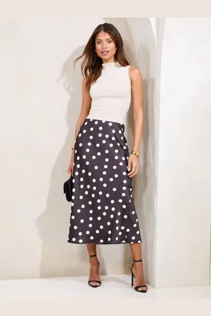 Lipsy London Petite Satin Bias Cut Midi Skirt AU 18